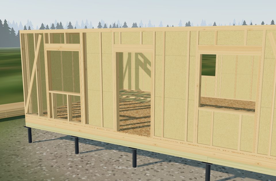 Утепление: так этап выглядит на 3D-модели каркасного дома